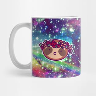 Flower Crown Sloth Face Rainbow Space Mug